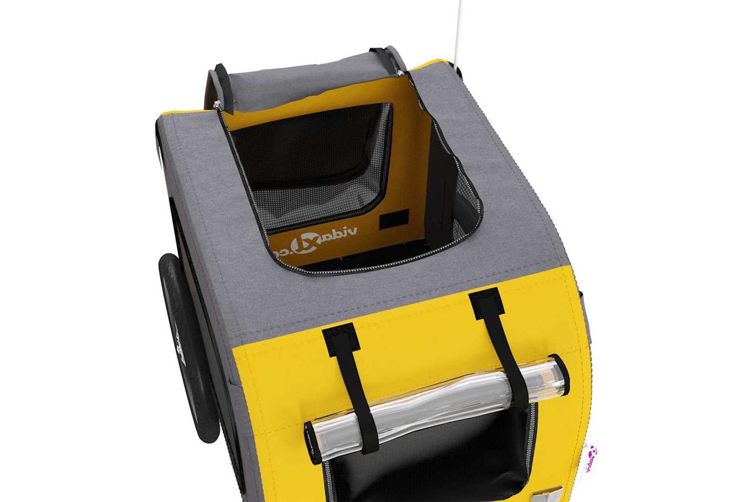 Vidaxl Pet Bike Trailer Yellow And Grey Oxford Fabric And Iron-10