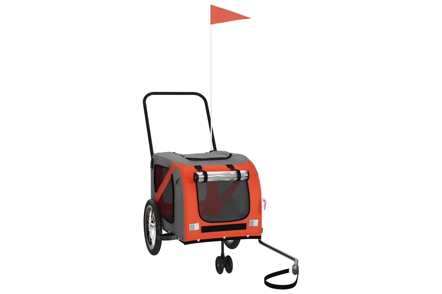 Vidaxl Pet Bike Trailer Orange And Grey Oxford Fabric And Iron-2