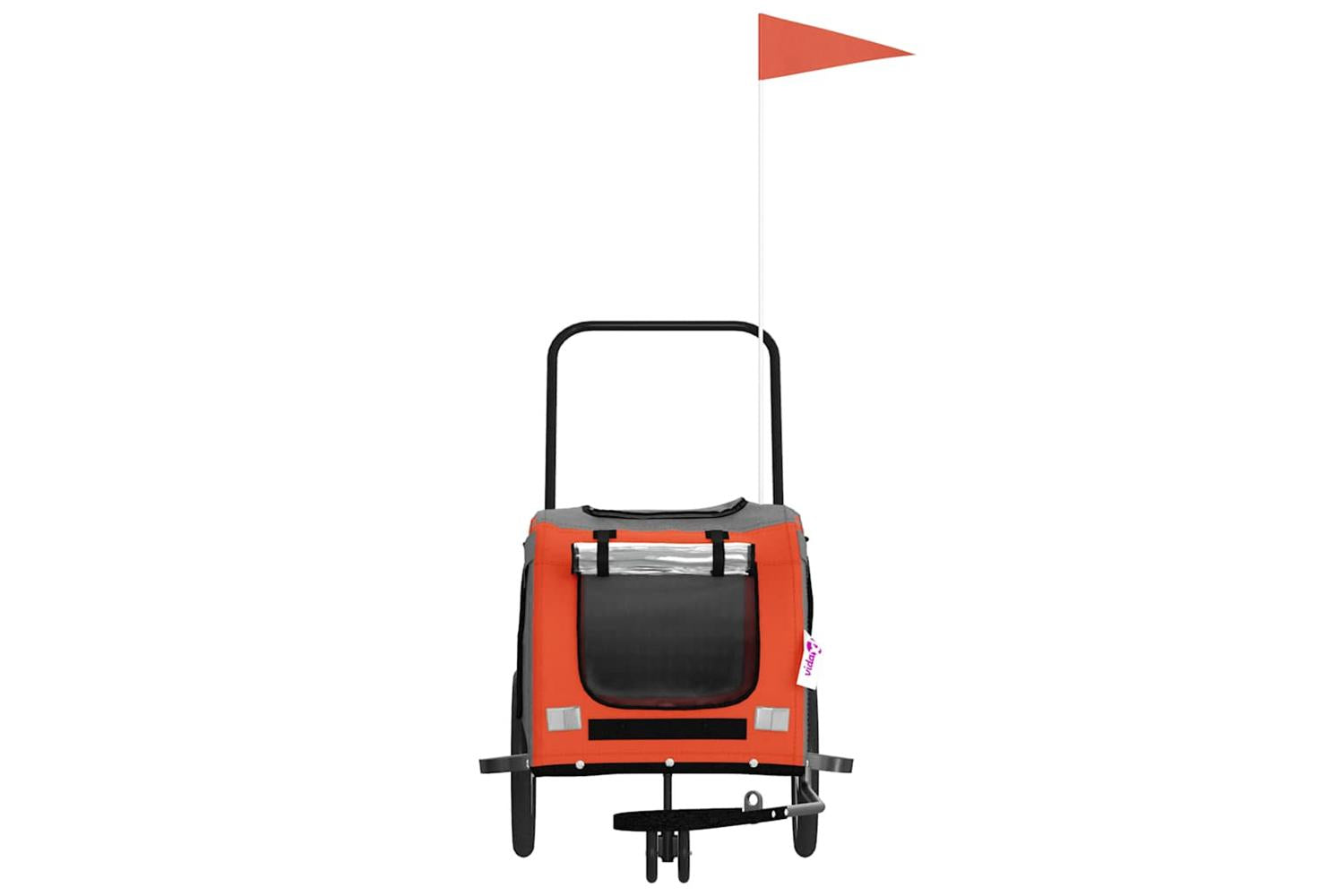 Vidaxl Pet Bike Trailer Orange And Grey Oxford Fabric And Iron-4