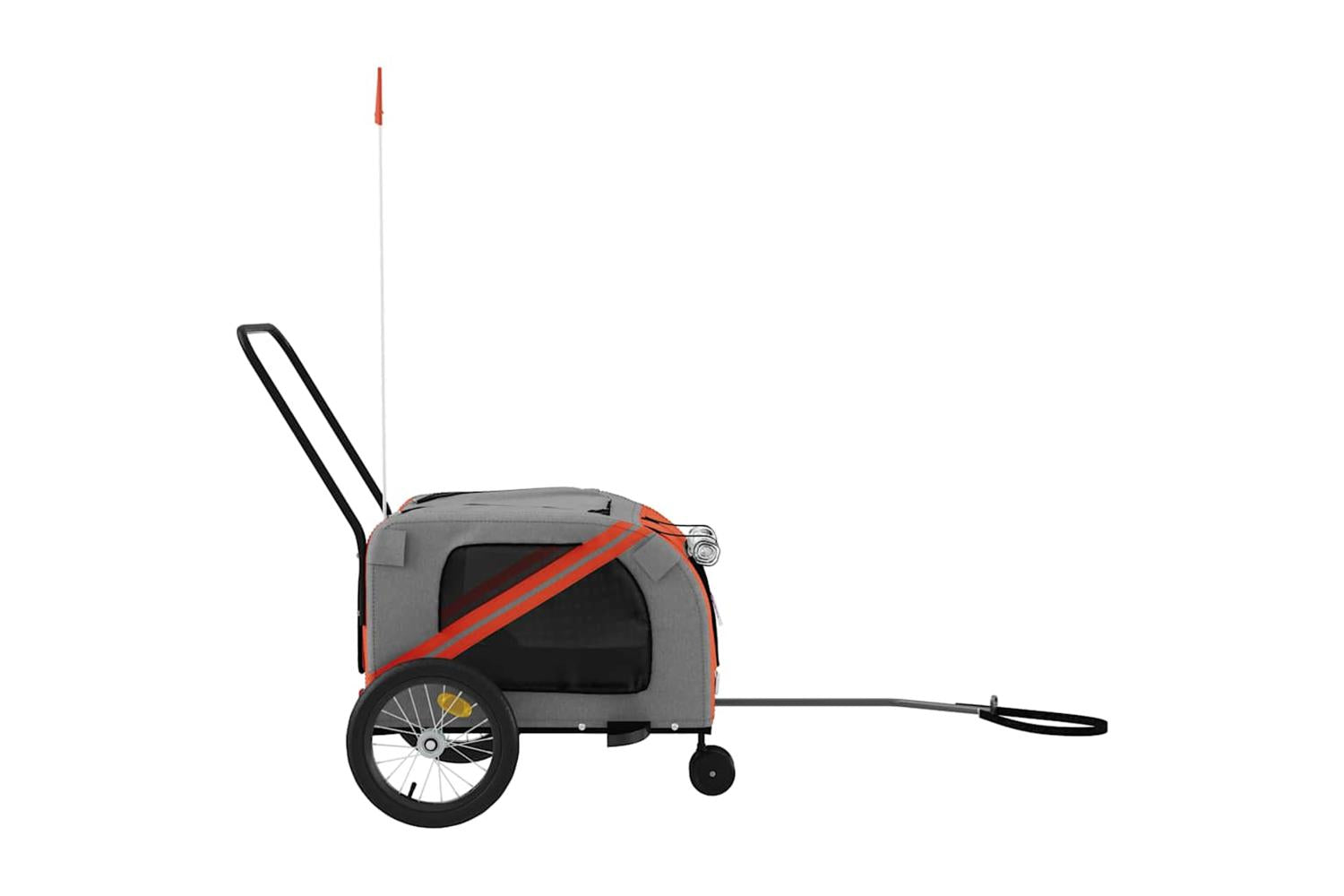 Vidaxl Pet Bike Trailer Orange And Grey Oxford Fabric And Iron-6