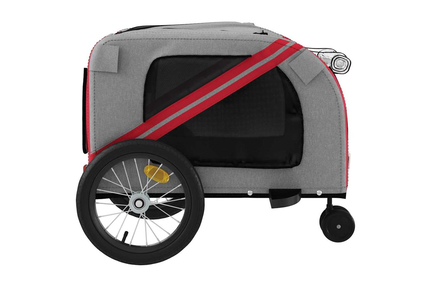 Vidaxl Pet Bike Trailer Orange And Grey Oxford Fabric And Iron-7