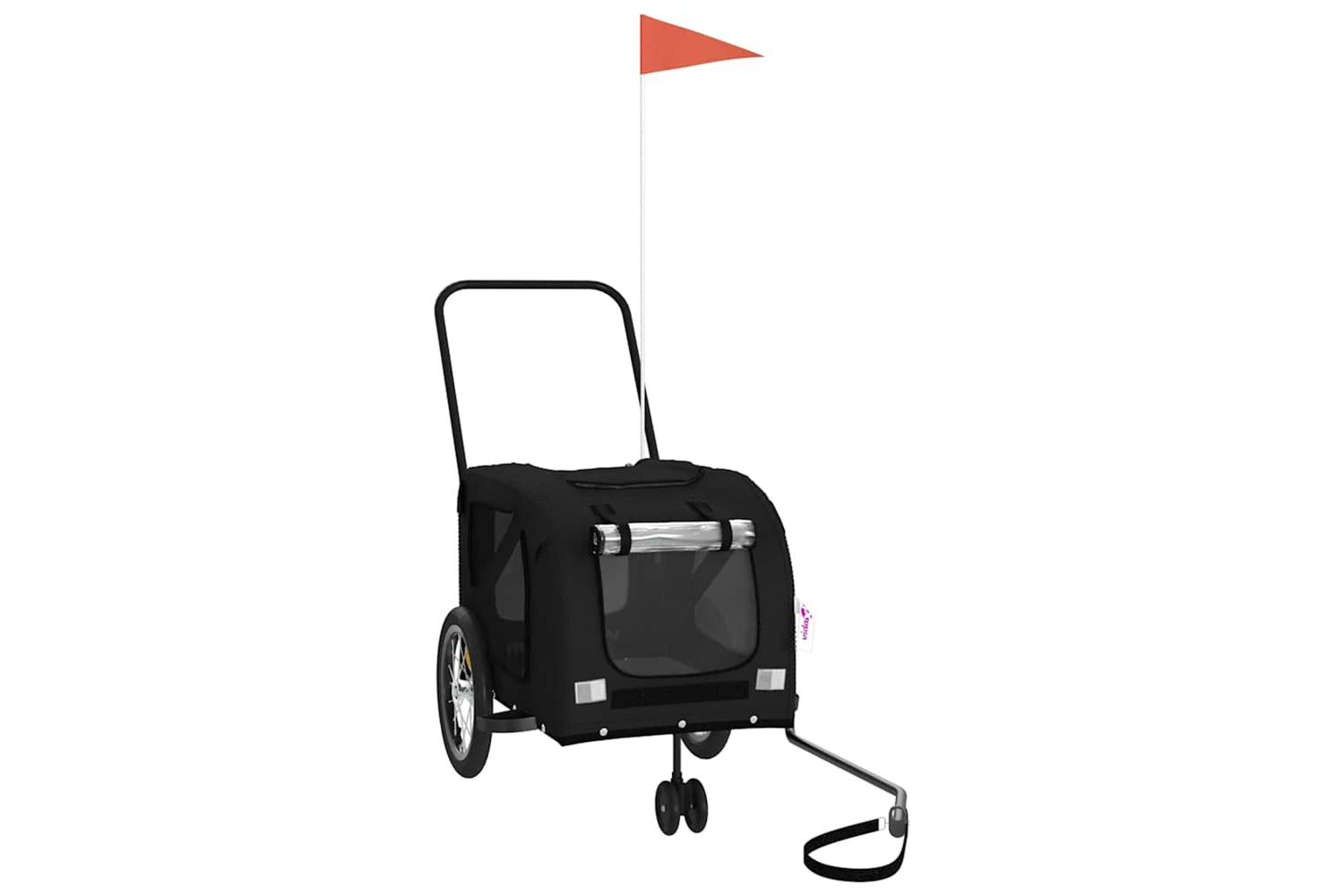 Vidaxl Pet Bike Trailer Black Oxford Fabric And Iron-2