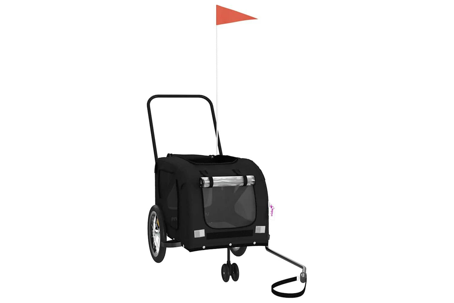 Vidaxl Pet Bike Trailer Black Oxford Fabric And Iron-3