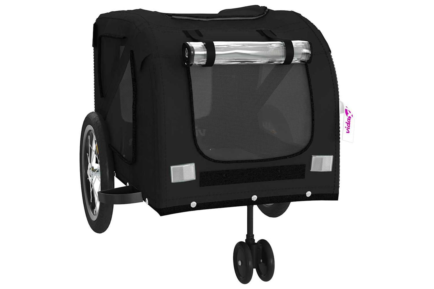 Vidaxl Pet Bike Trailer Black Oxford Fabric And Iron-5