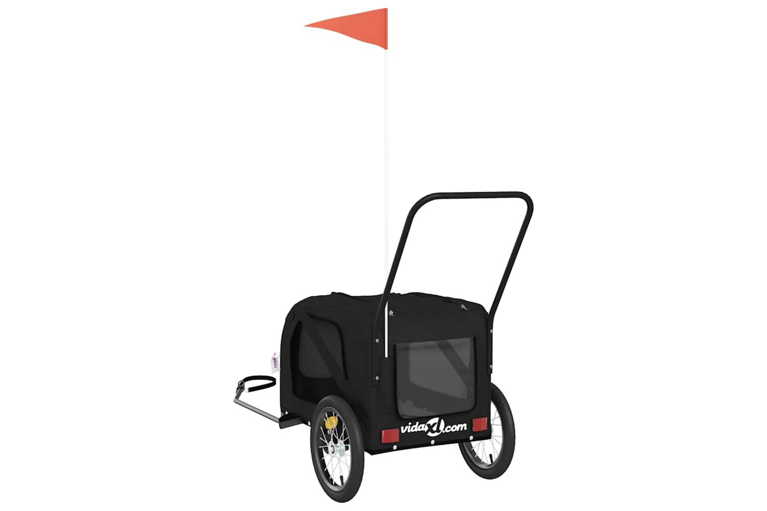 Vidaxl Pet Bike Trailer Black Oxford Fabric And Iron-8