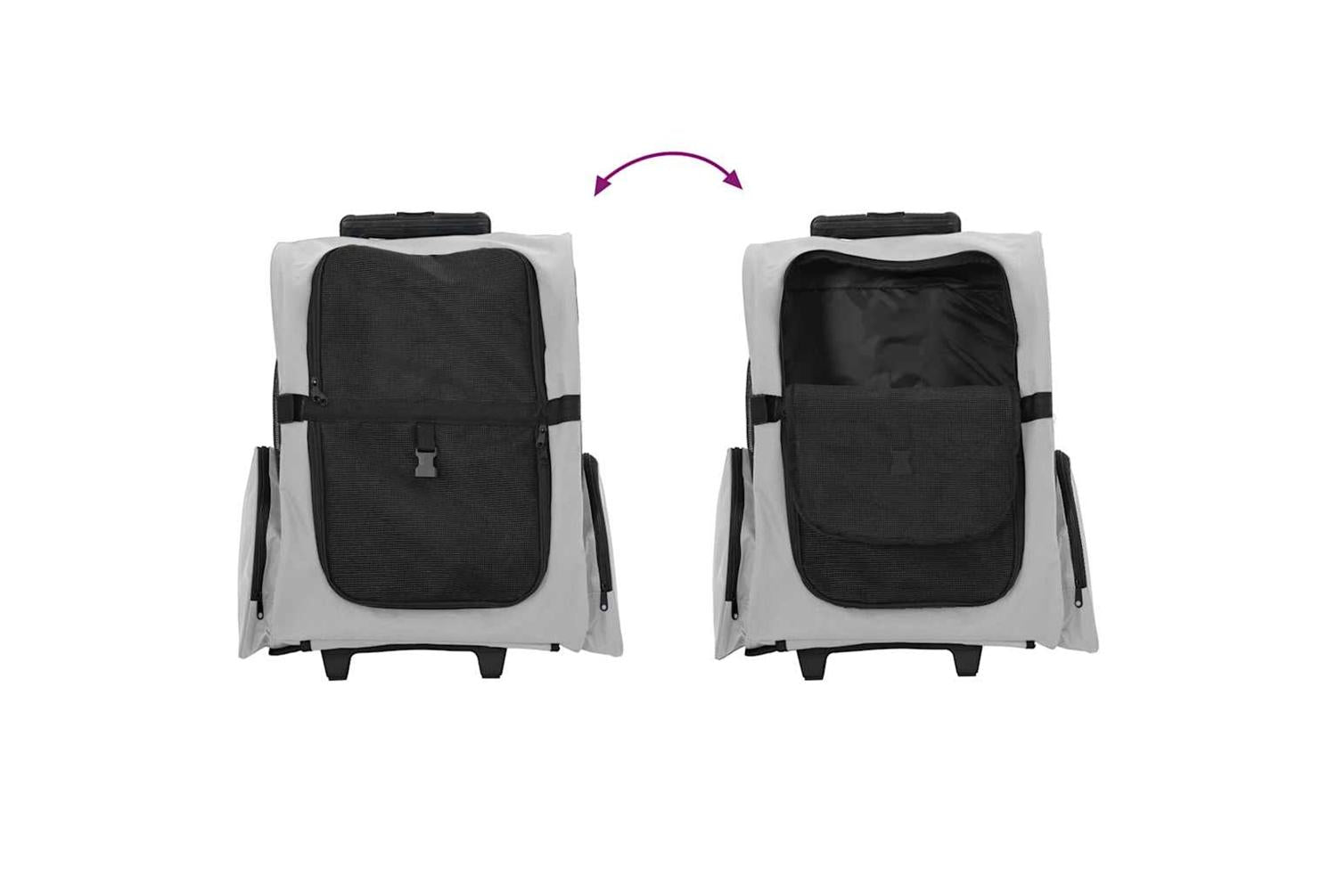 Vidaxl Pet Trolley 3-in-1 Design Grey 48x32x57-106 Cm Oxford Fabric-8