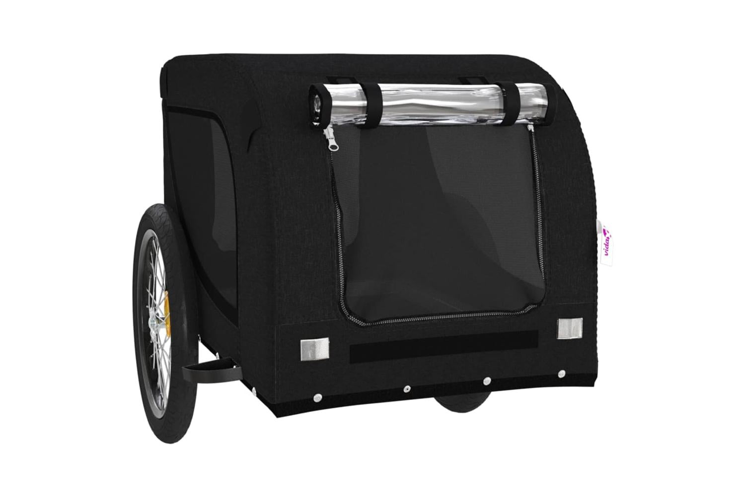 Vidaxl Pet Bike Trailer Black Oxford Fabric And Iron-4