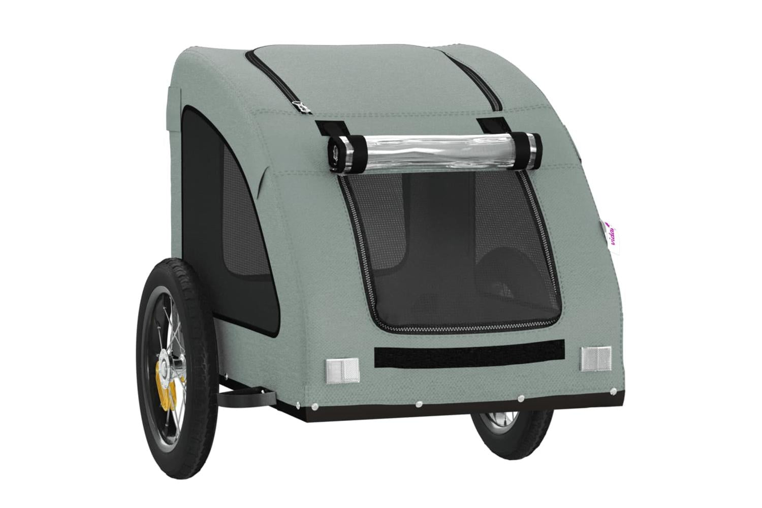 Vidaxl Pet Bike Trailer Grey Oxford Fabric And Iron-5