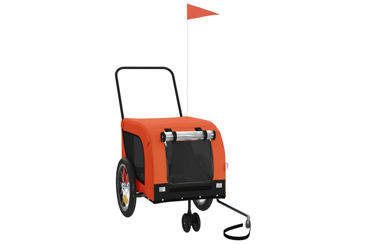 Vidaxl Pet Bike Trailer Orange And Black Oxford Fabric And Iron-2