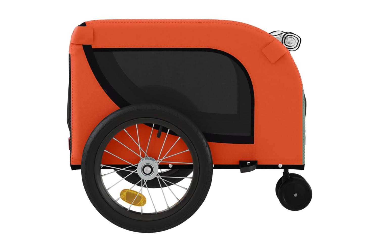 Vidaxl Pet Bike Trailer Orange And Black Oxford Fabric And Iron-6
