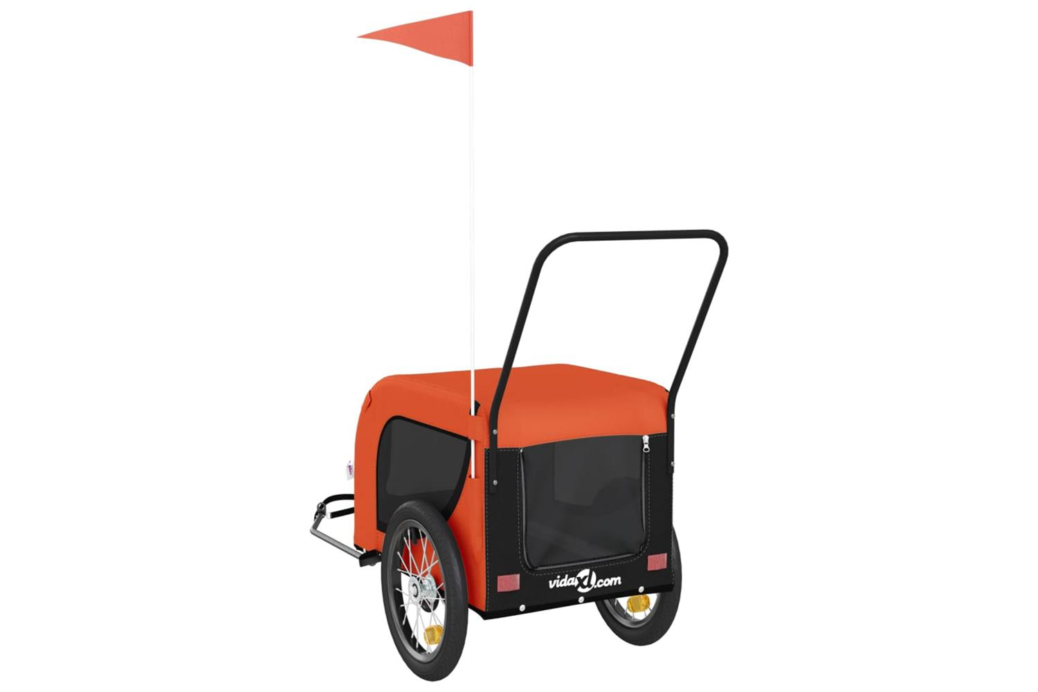 Vidaxl Pet Bike Trailer Orange And Black Oxford Fabric And Iron-7