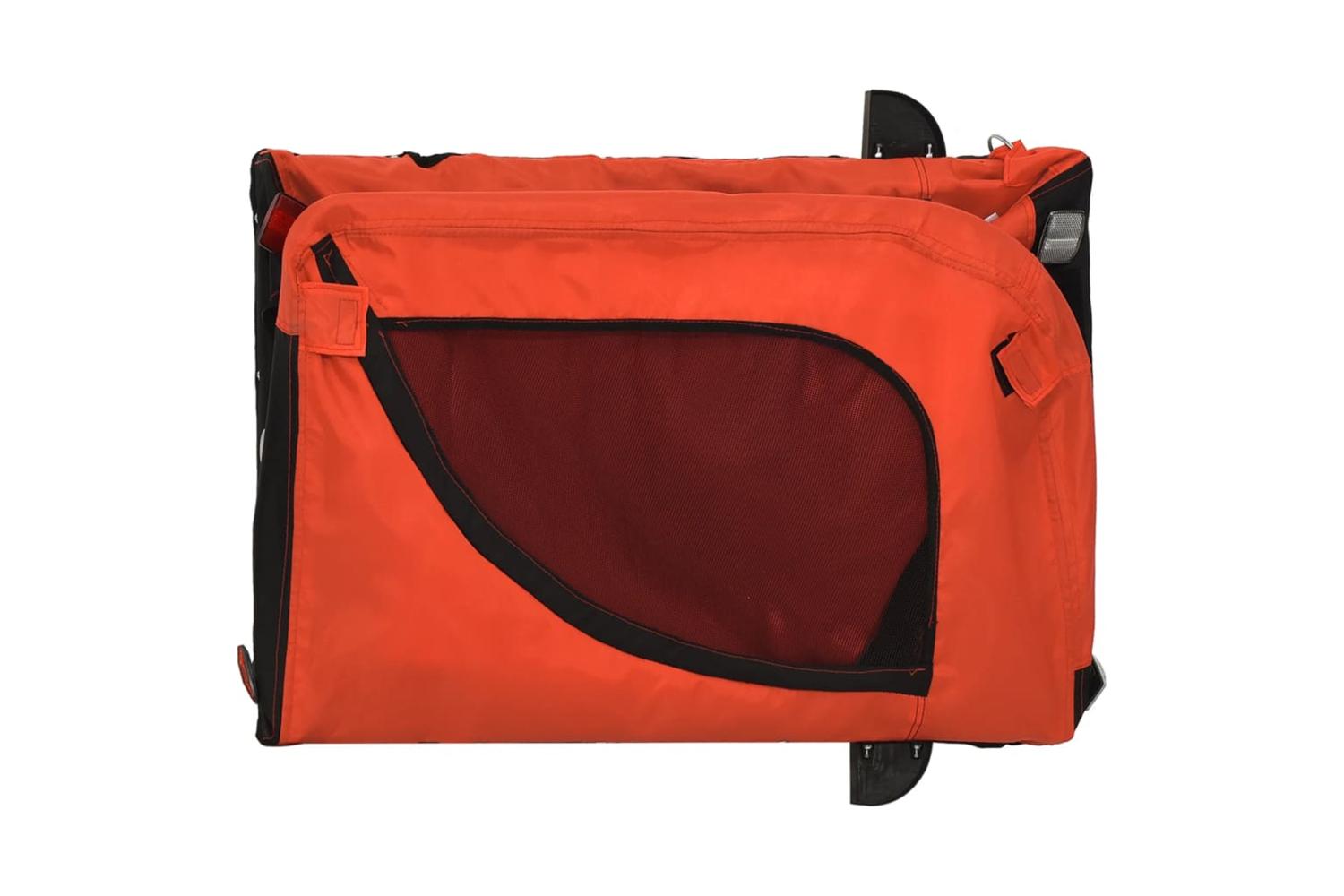 Vidaxl Pet Bike Trailer Orange And Black Oxford Fabric And Iron-8