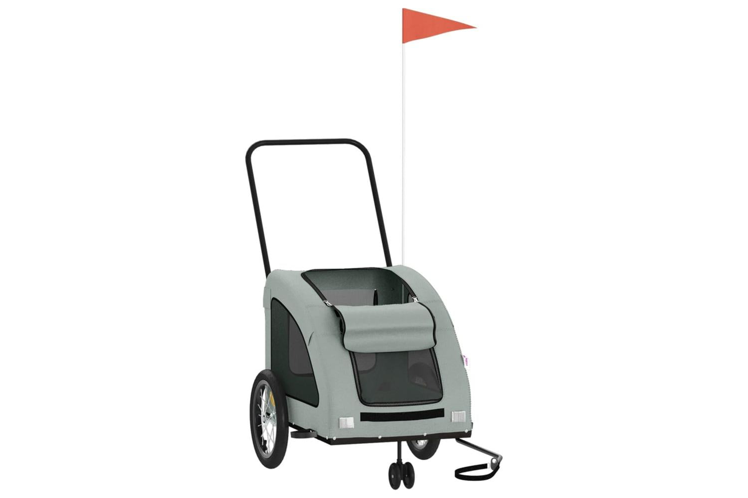 Vidaxl Pet Bike Trailer Grey Oxford Fabric And Iron-3