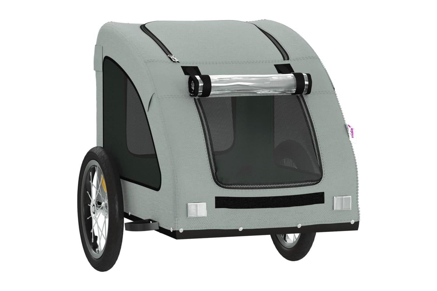 Vidaxl Pet Bike Trailer Grey Oxford Fabric And Iron-5