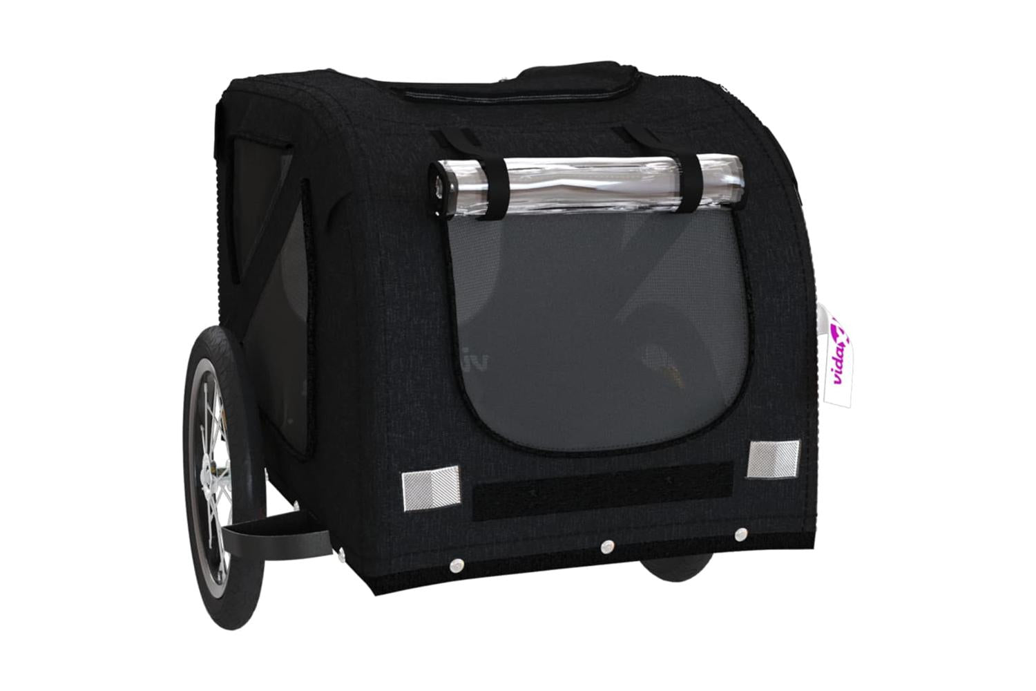 Vidaxl Pet Bike Trailer Black Oxford Fabric And Iron-5
