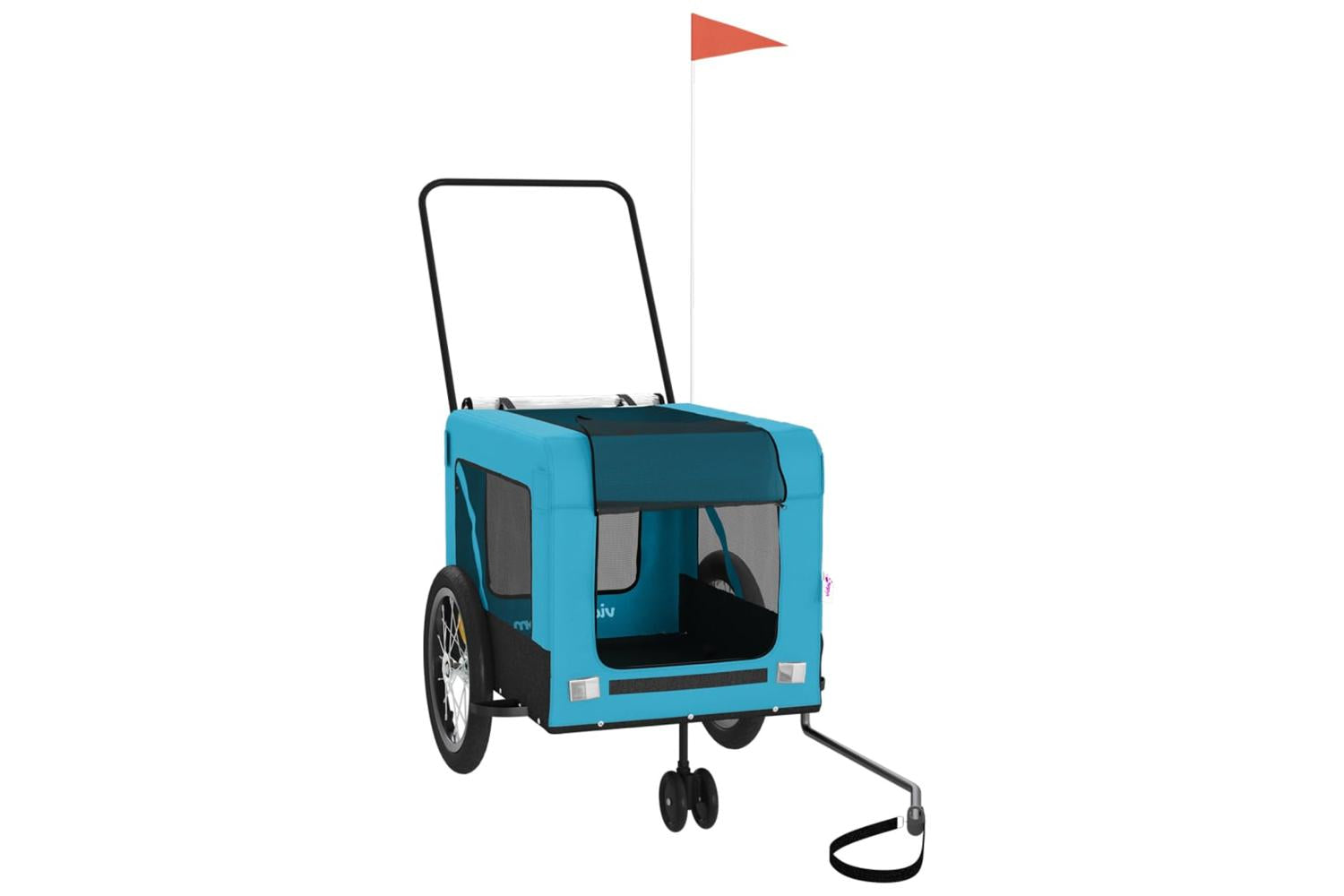 Vidaxl Pet Bike Trailer Blue And Black Oxford Fabric And Iron-3