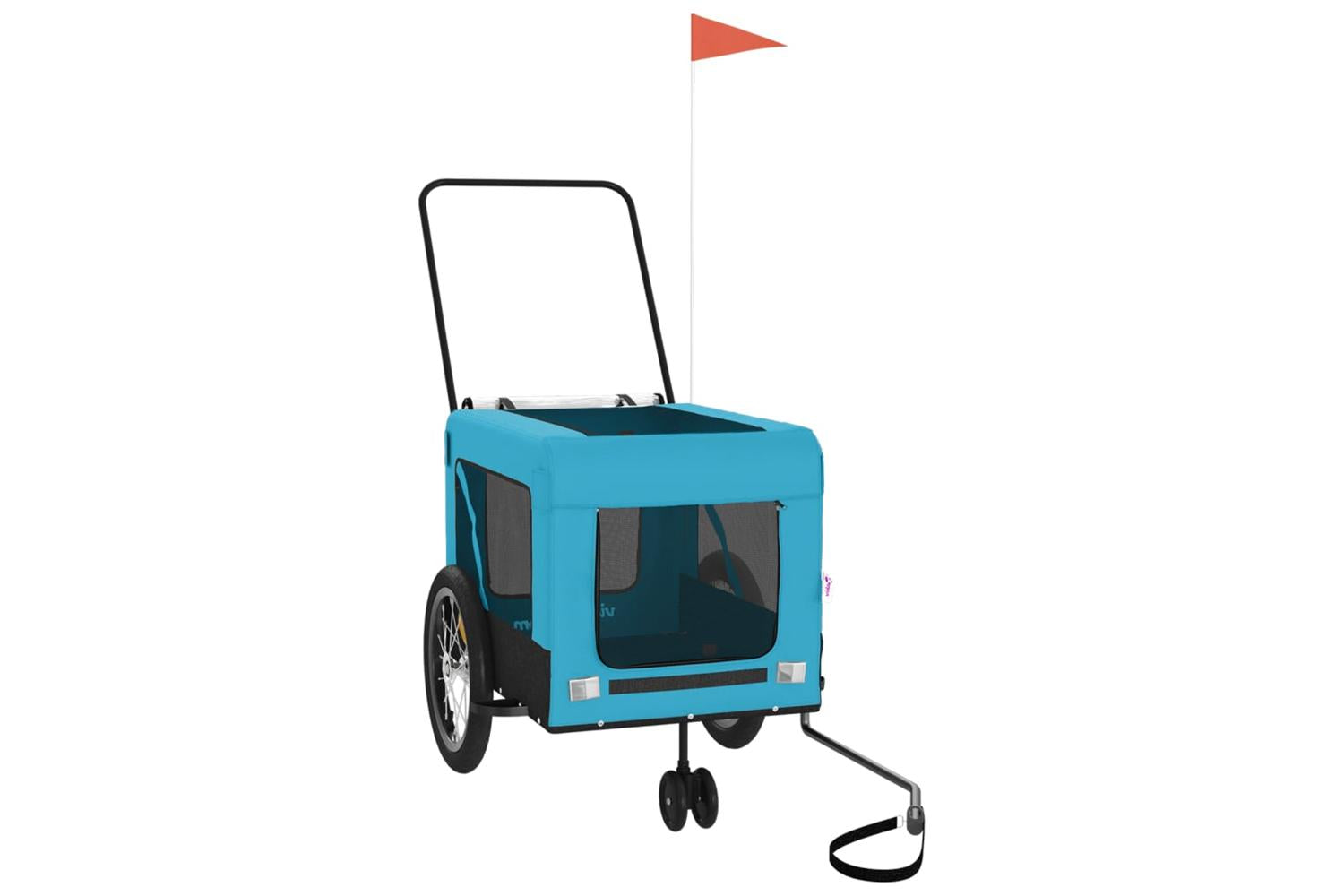 Vidaxl Pet Bike Trailer Blue And Black Oxford Fabric And Iron-4