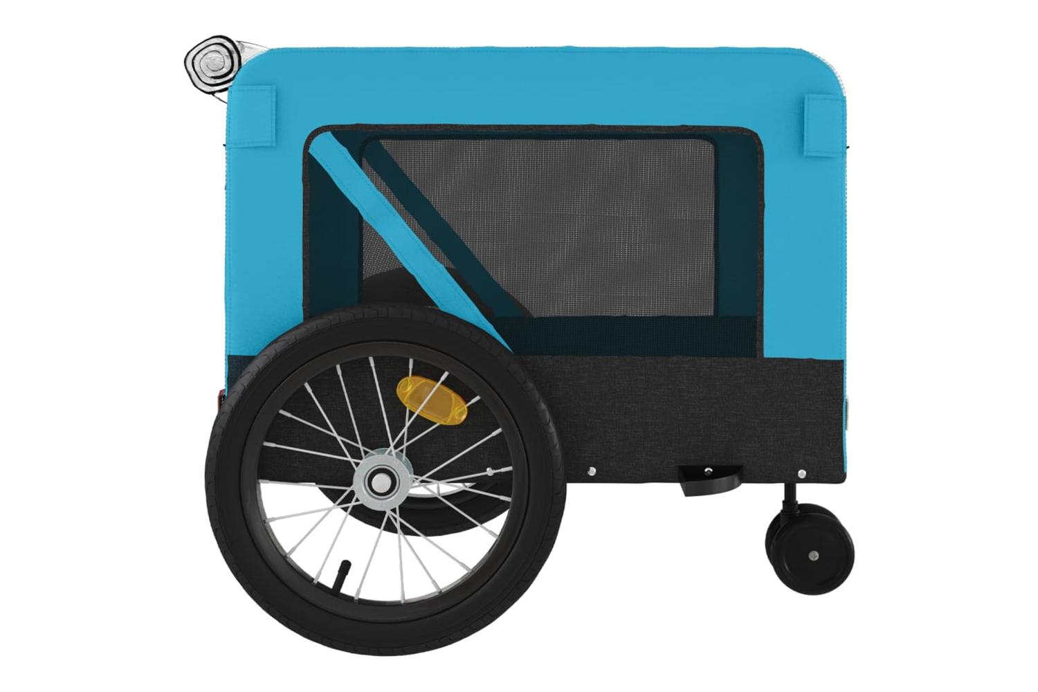 Vidaxl Pet Bike Trailer Blue And Black Oxford Fabric And Iron-8