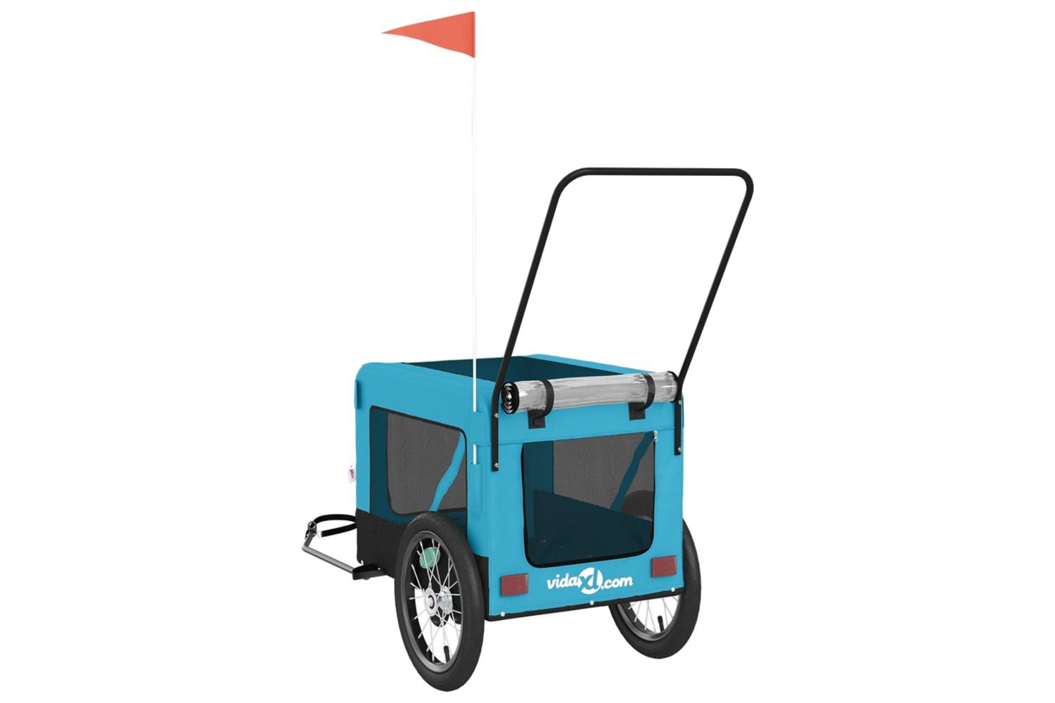 Vidaxl Pet Bike Trailer Blue And Black Oxford Fabric And Iron-9