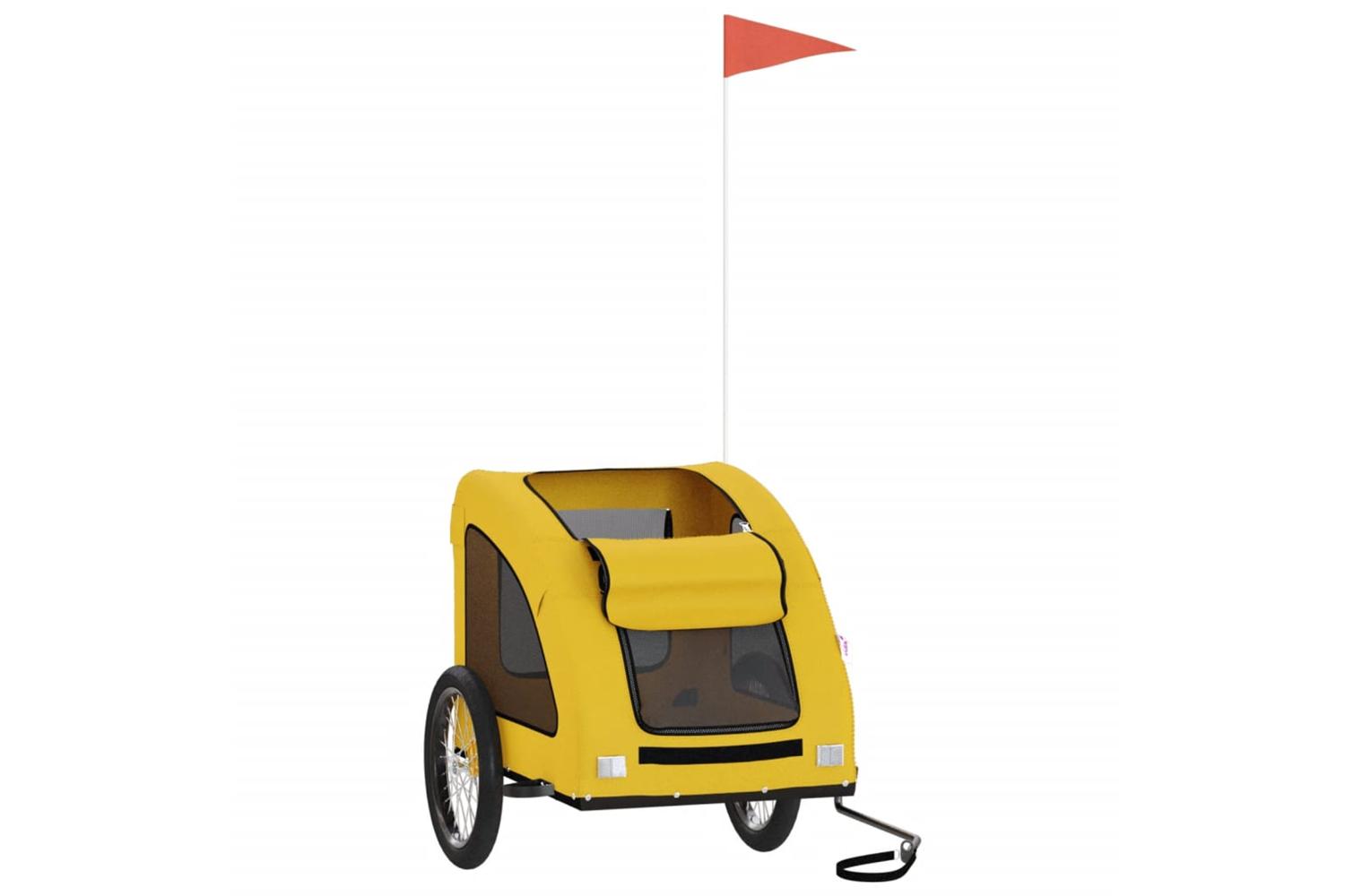 Vidaxl Pet Bike Trailer Yellow Oxford Fabric And Iron-3