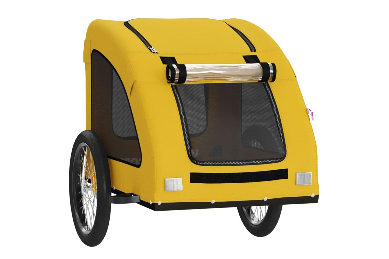 Vidaxl Pet Bike Trailer Yellow Oxford Fabric And Iron-5