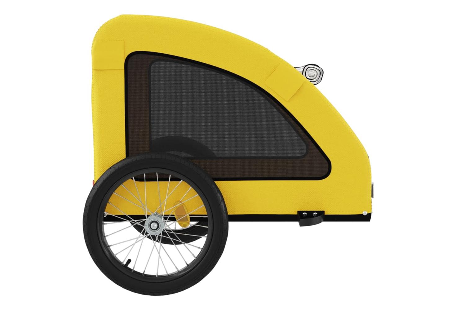 Vidaxl Pet Bike Trailer Yellow Oxford Fabric And Iron-7