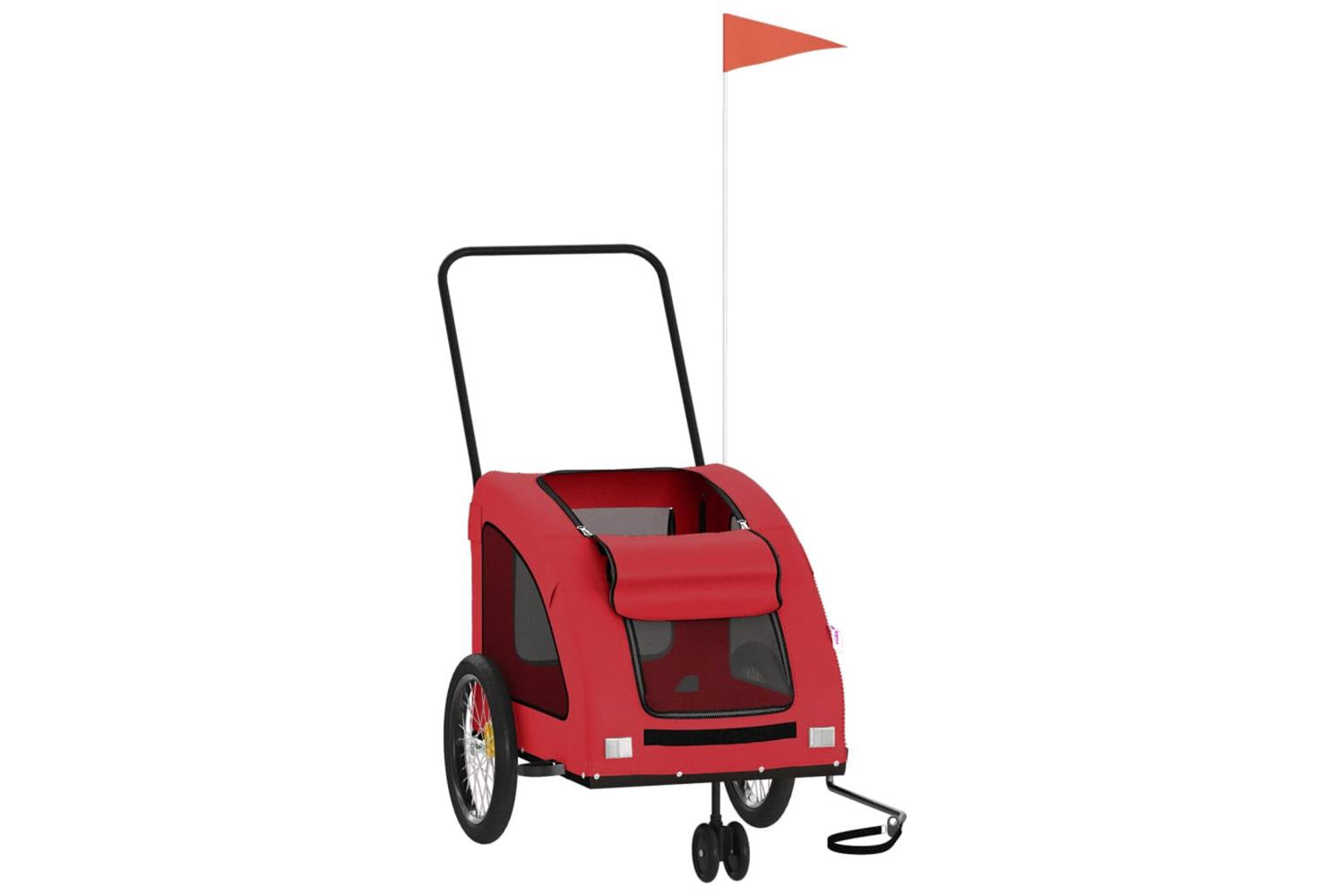 Vidaxl Pet Bike Trailer Red Oxford Fabric And Iron-3