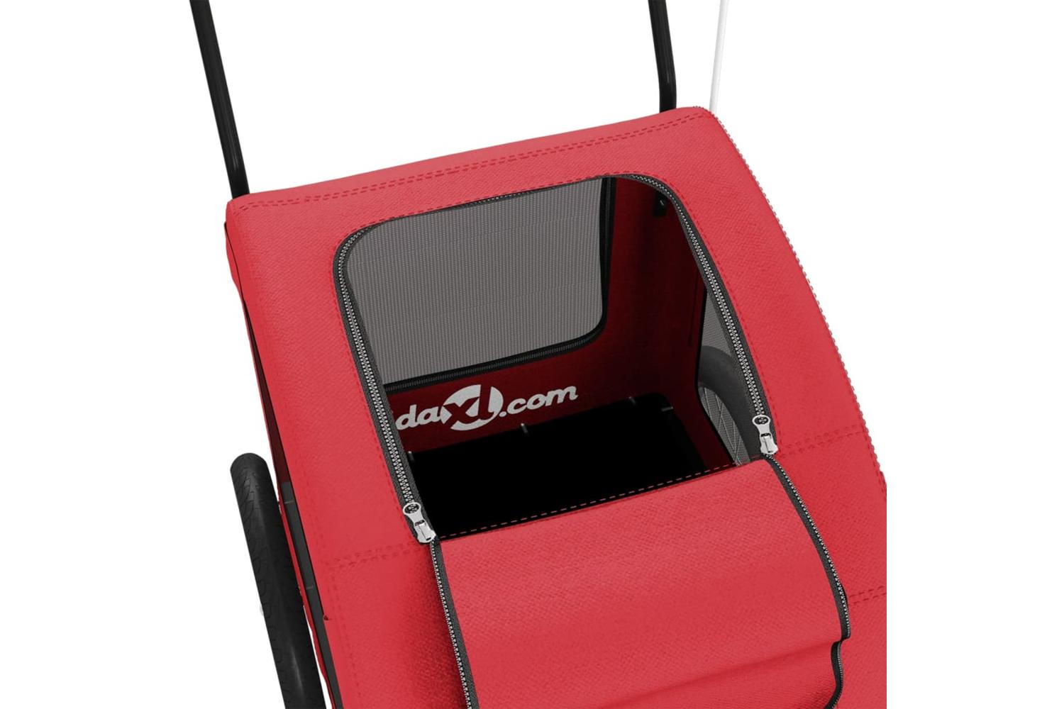 Vidaxl Pet Bike Trailer Red Oxford Fabric And Iron-10