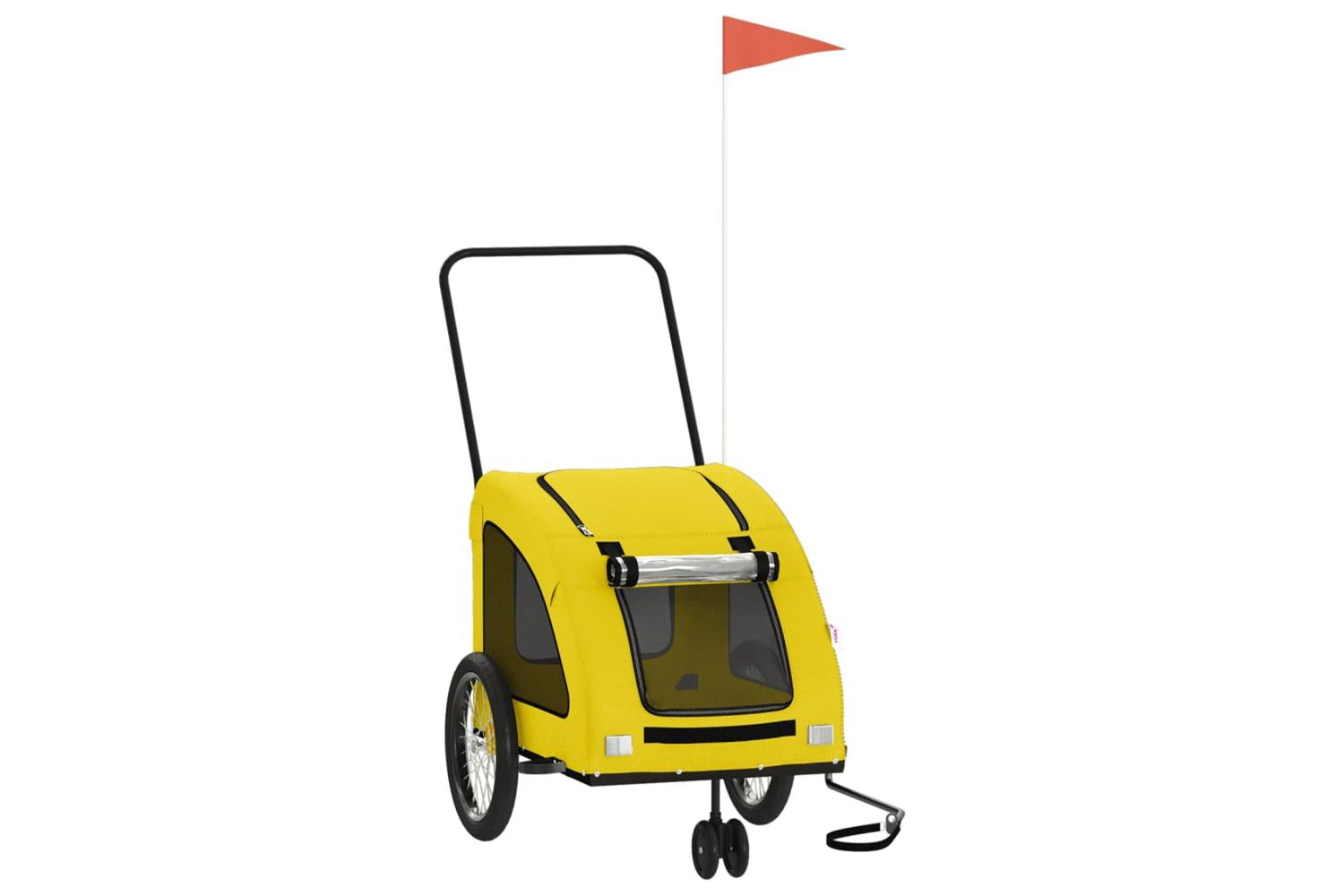 Vidaxl Pet Bike Trailer Yellow Oxford Fabric And Iron-2