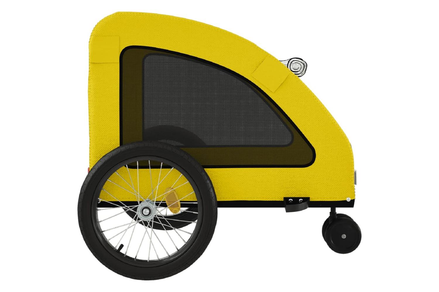Vidaxl Pet Bike Trailer Yellow Oxford Fabric And Iron-7
