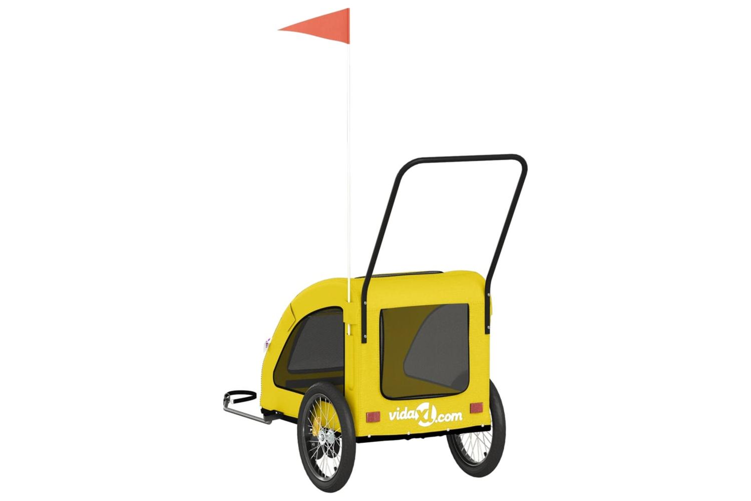 Vidaxl Pet Bike Trailer Yellow Oxford Fabric And Iron-8