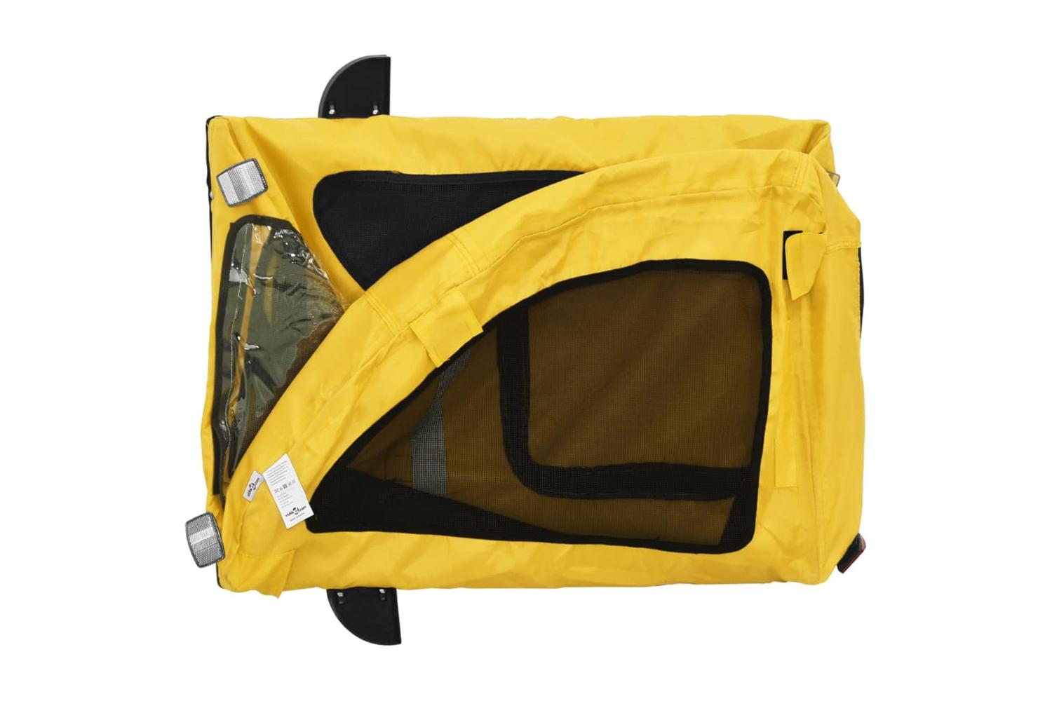 Vidaxl Pet Bike Trailer Yellow Oxford Fabric And Iron-9