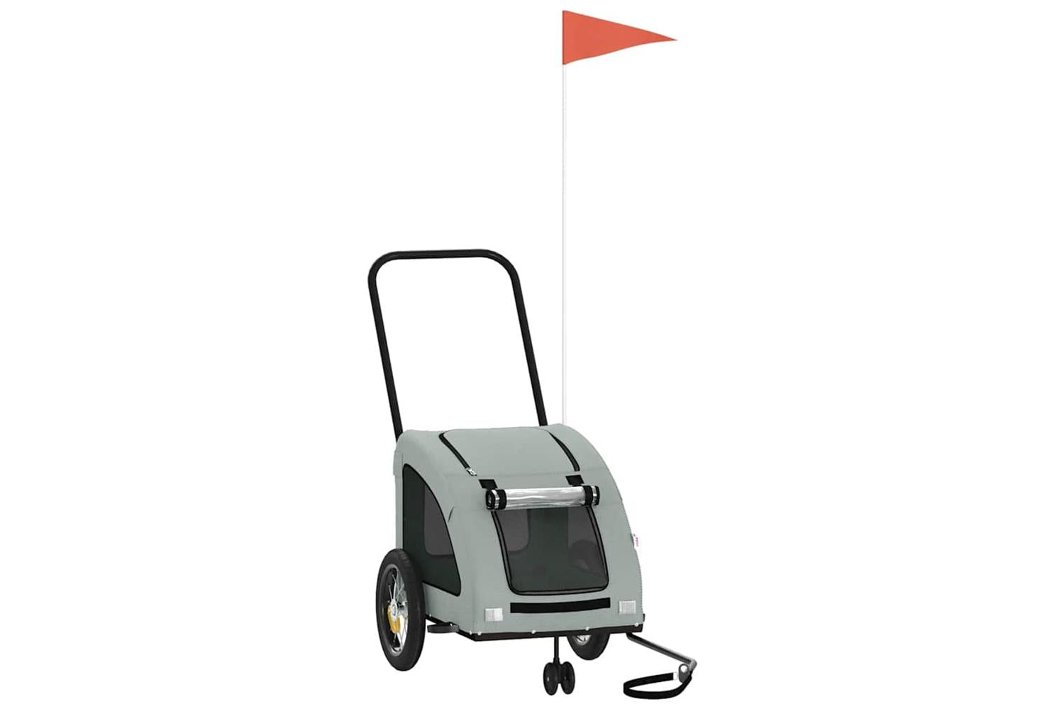 Vidaxl Pet Bike Trailer Grey Oxford Fabric And Iron-2