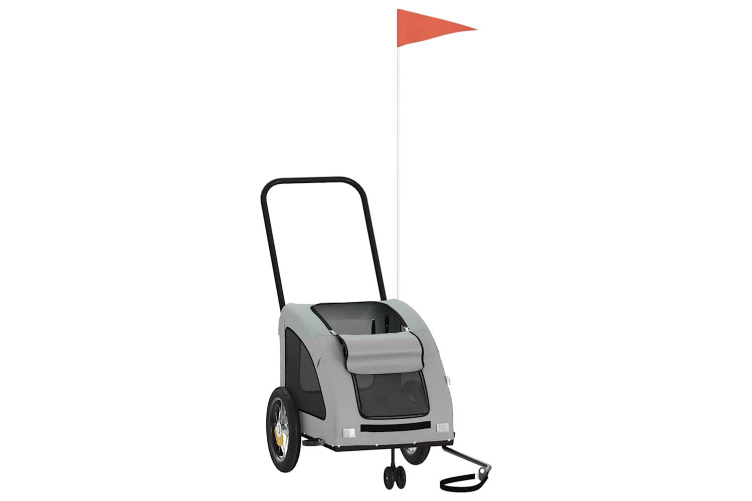 Vidaxl Pet Bike Trailer Grey Oxford Fabric And Iron-3