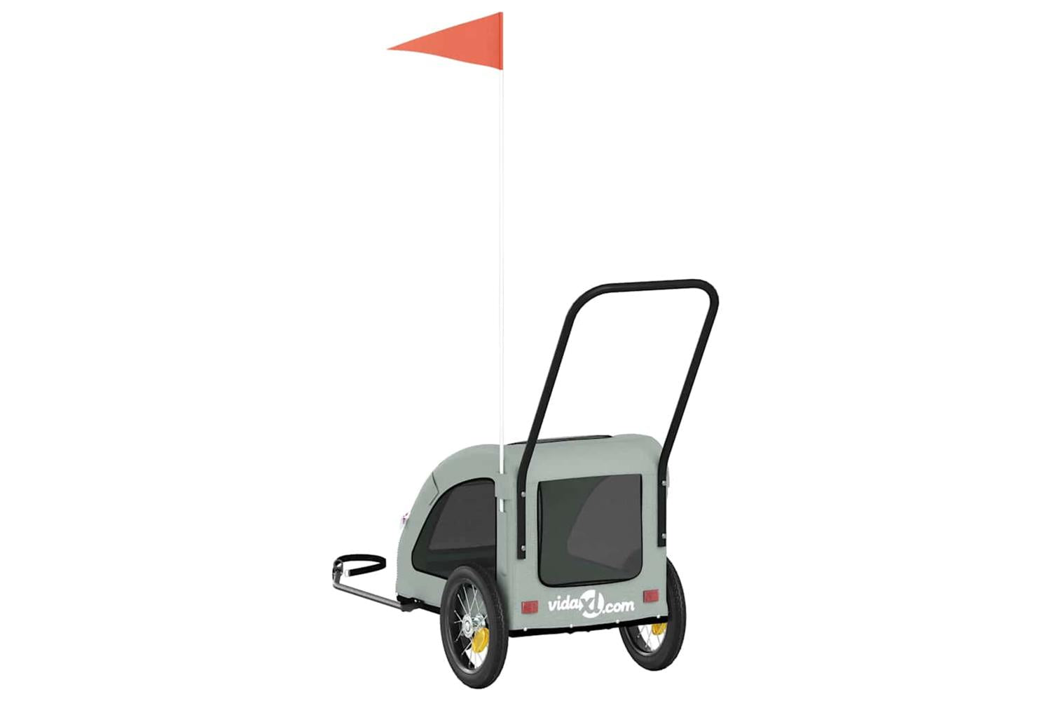 Vidaxl Pet Bike Trailer Grey Oxford Fabric And Iron-8