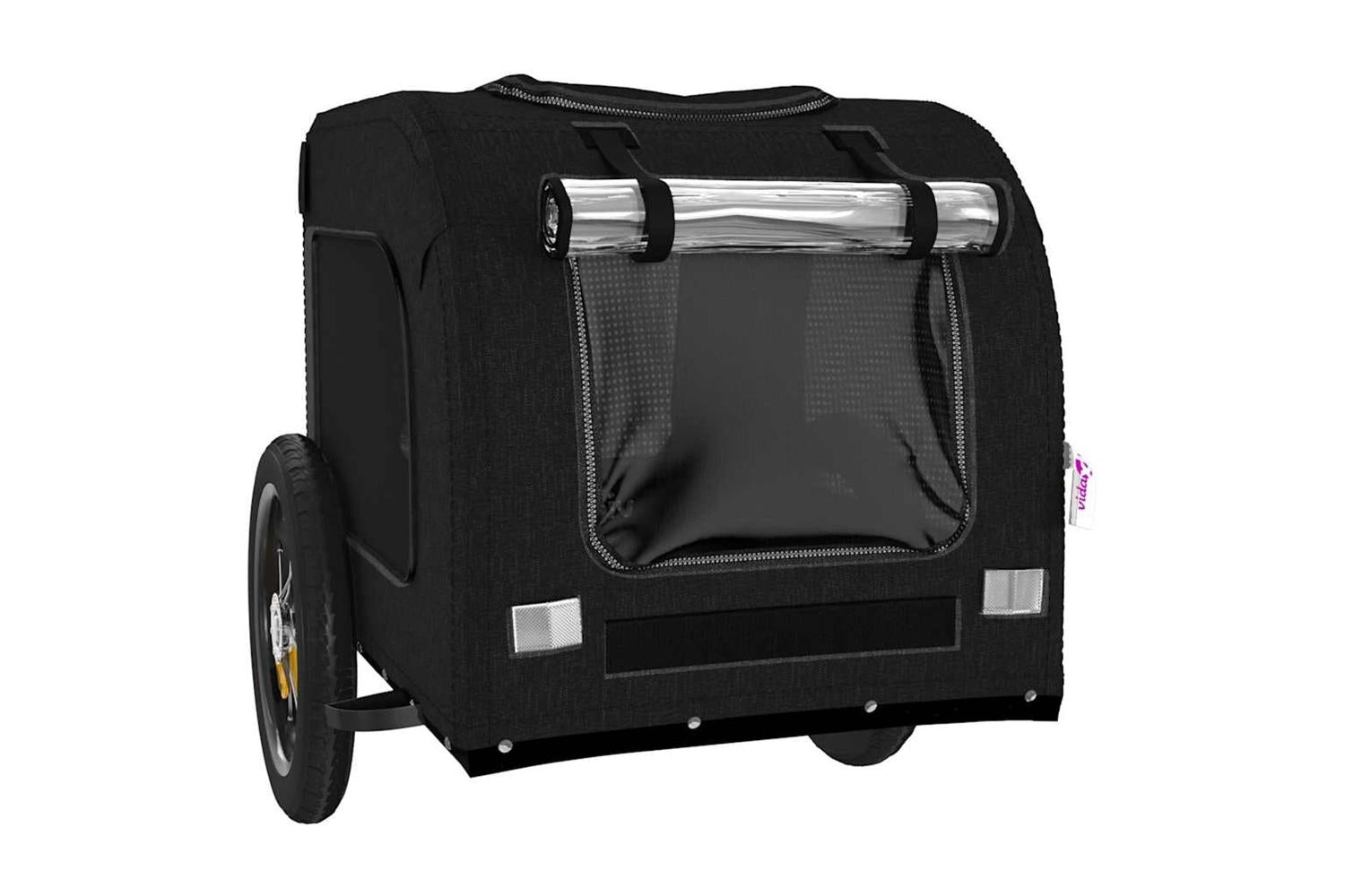 Vidaxl Pet Bike Trailer Black Oxford Fabric And Iron-5