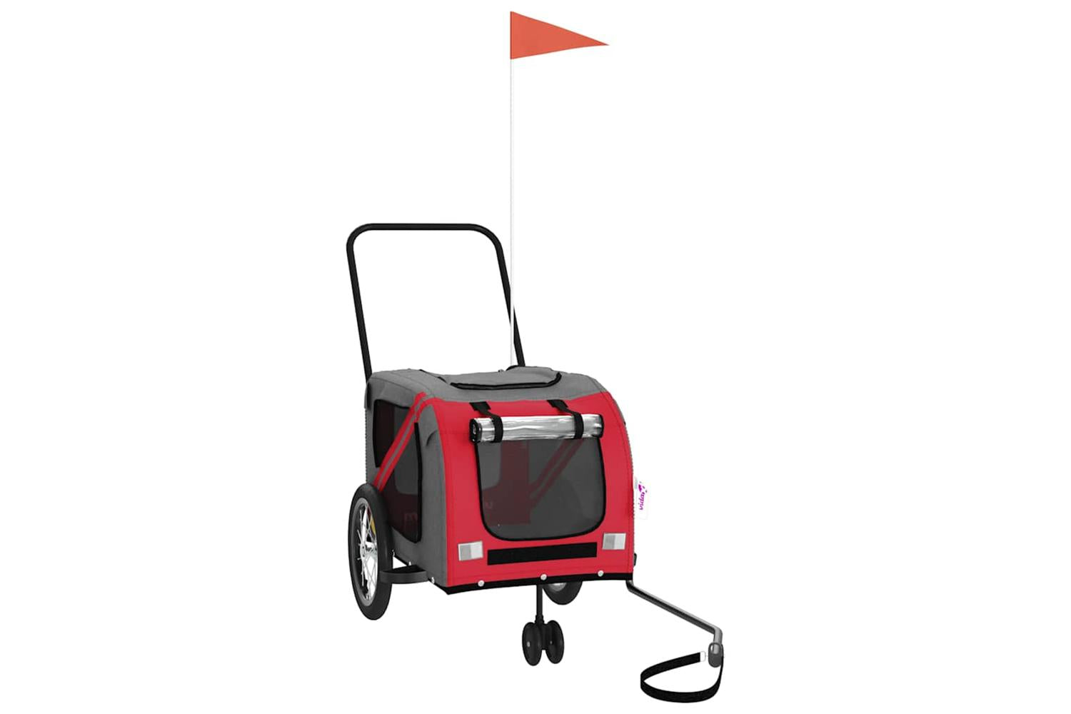 Vidaxl Pet Bike Trailer Red And Grey Oxford Fabric And Iron-2