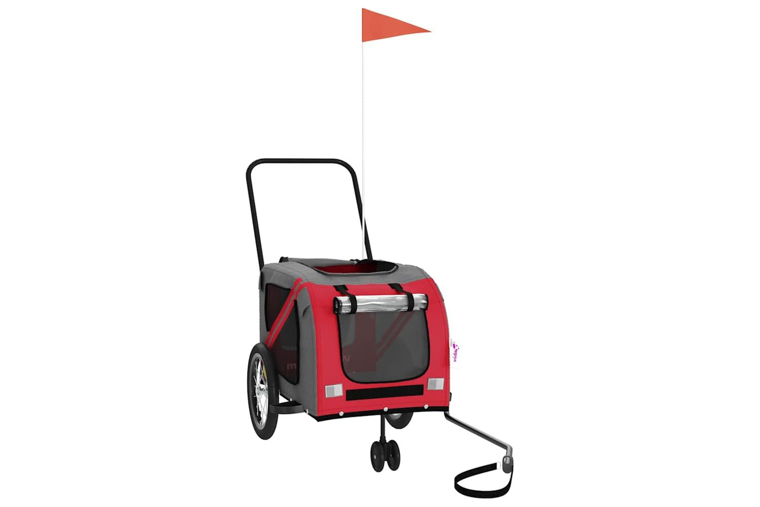 Vidaxl Pet Bike Trailer Red And Grey Oxford Fabric And Iron-3