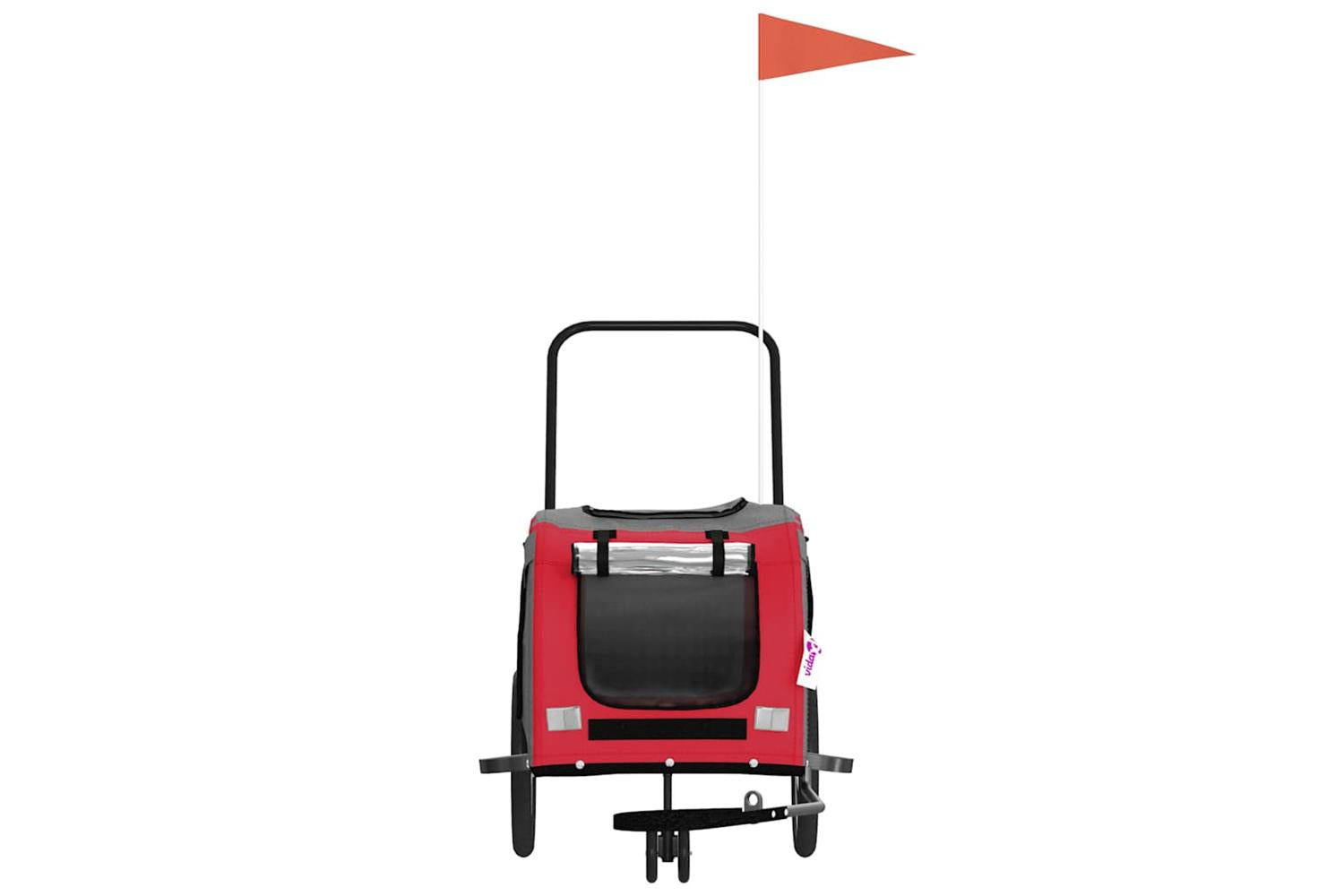 Vidaxl Pet Bike Trailer Red And Grey Oxford Fabric And Iron-4