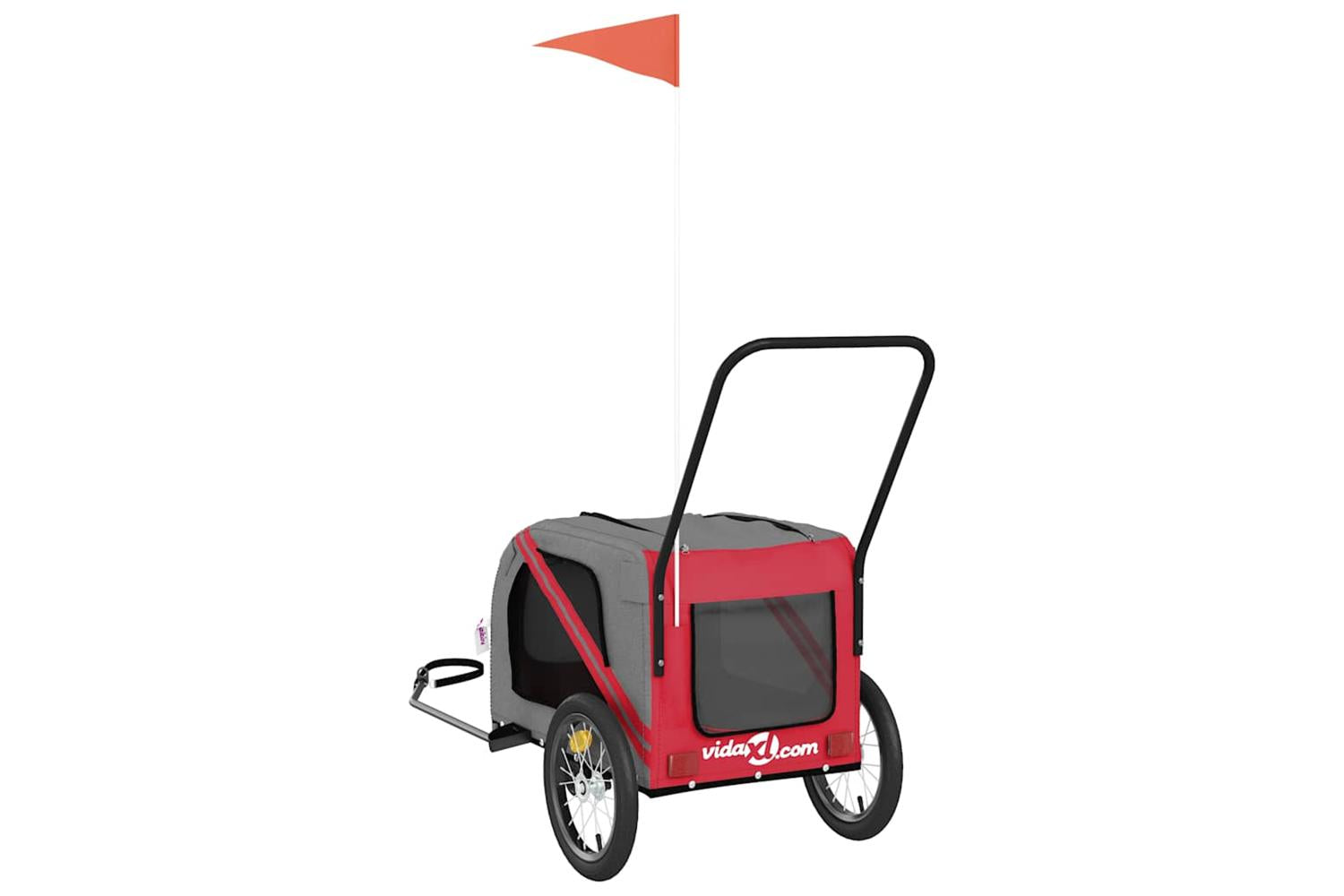 Vidaxl Pet Bike Trailer Red And Grey Oxford Fabric And Iron-8