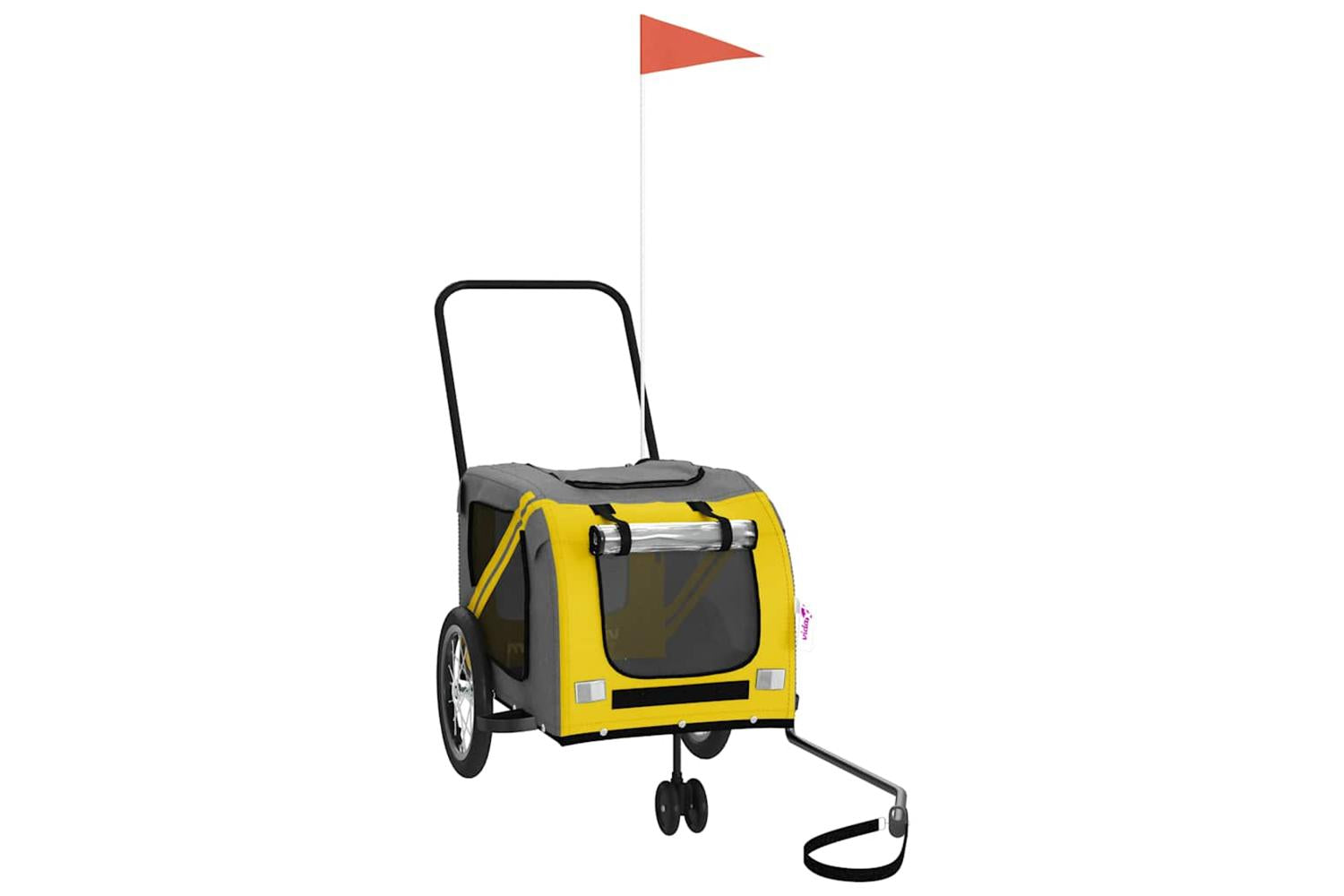 Vidaxl Pet Bike Trailer Yellow And Grey Oxford Fabric And Iron-2