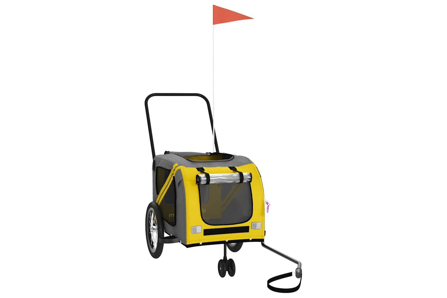 Vidaxl Pet Bike Trailer Yellow And Grey Oxford Fabric And Iron-3