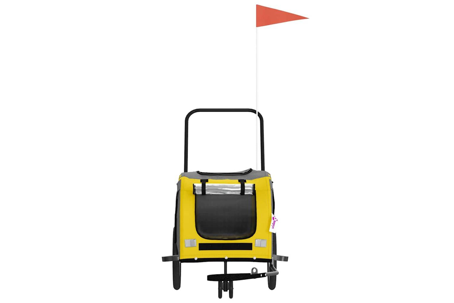 Vidaxl Pet Bike Trailer Yellow And Grey Oxford Fabric And Iron-4