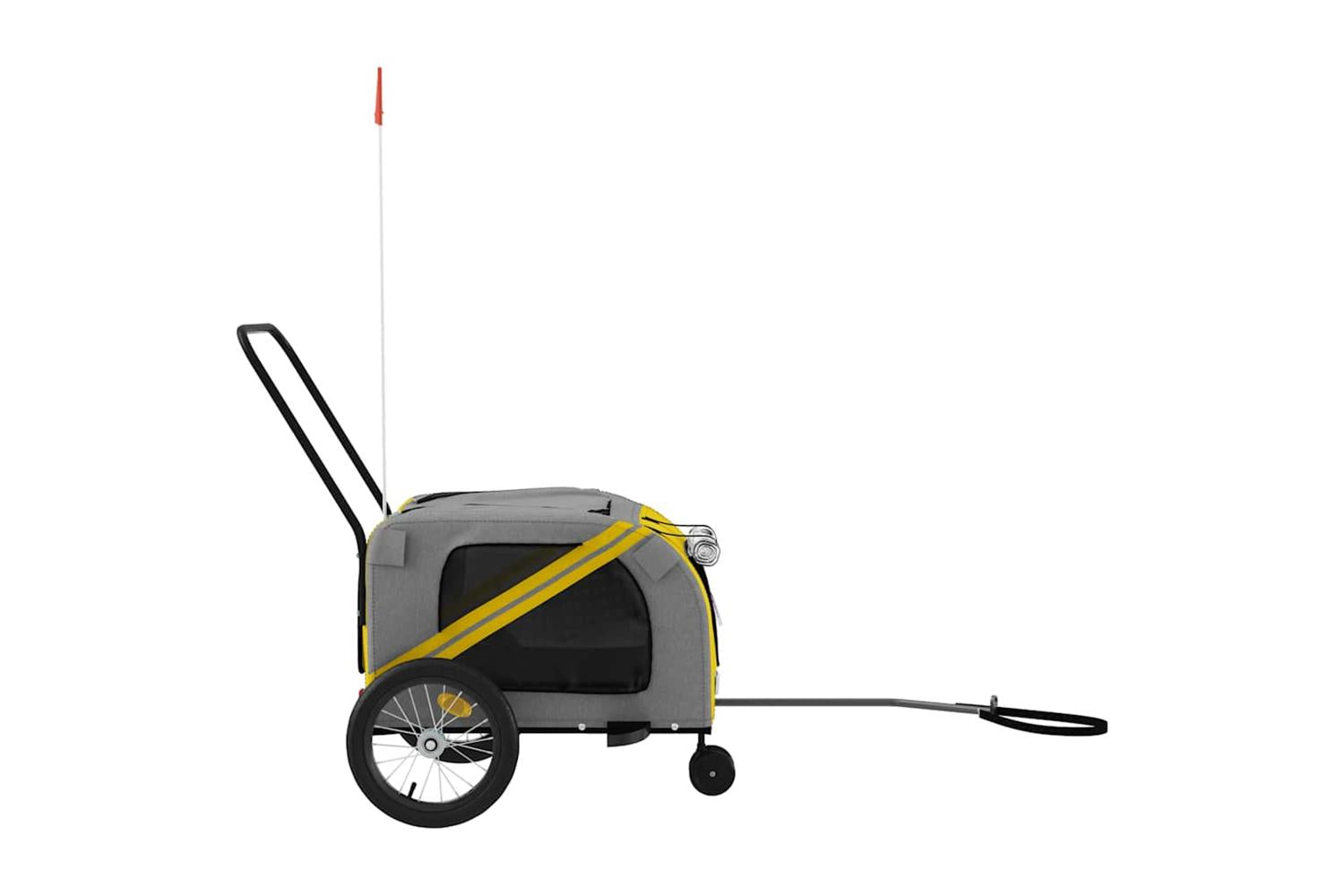 Vidaxl Pet Bike Trailer Yellow And Grey Oxford Fabric And Iron-6