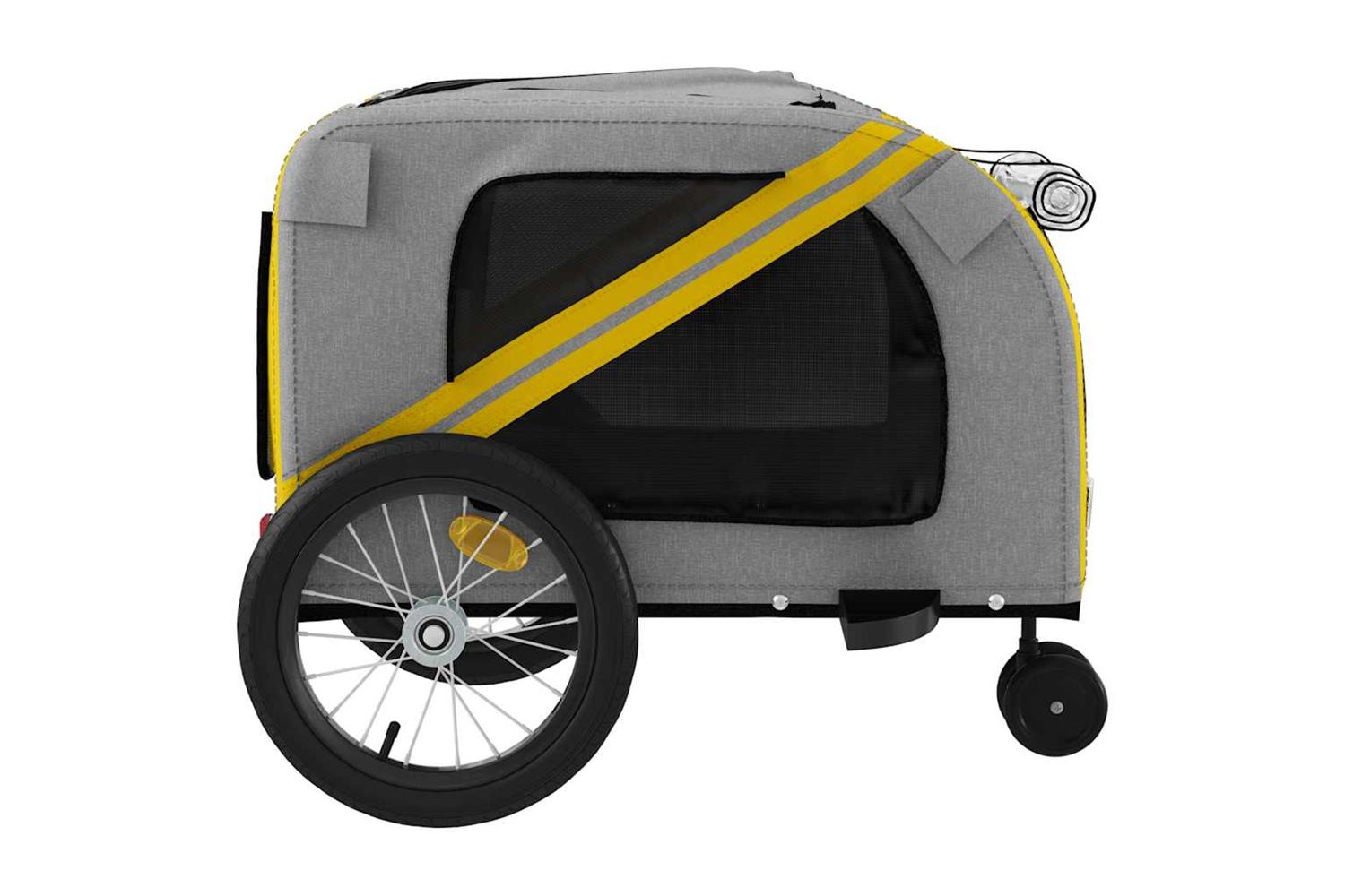 Vidaxl Pet Bike Trailer Yellow And Grey Oxford Fabric And Iron-7