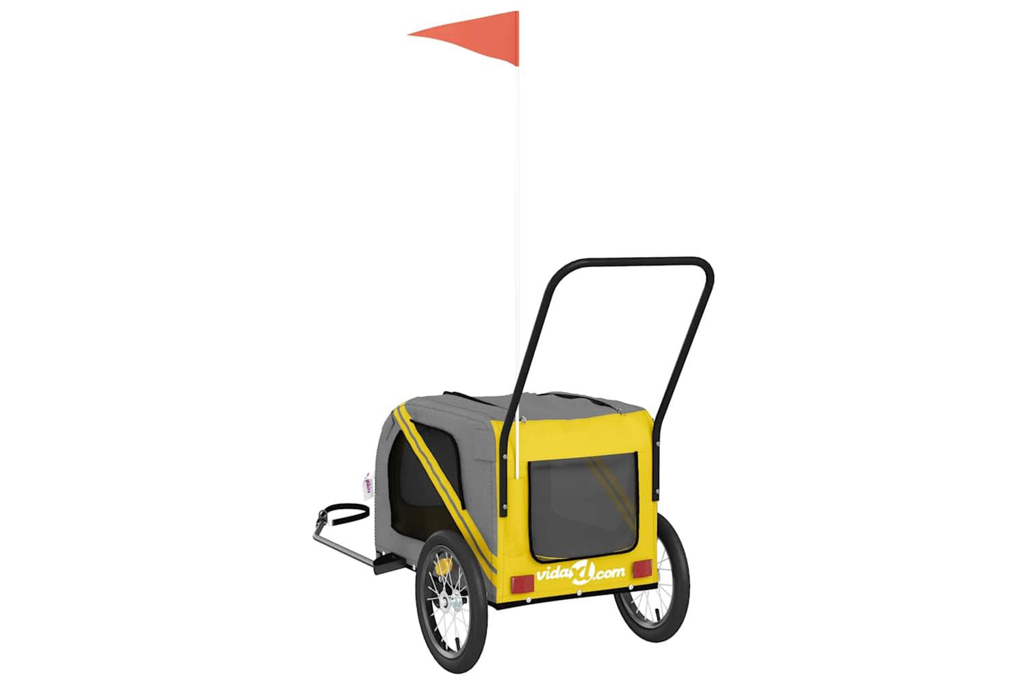 Vidaxl Pet Bike Trailer Yellow And Grey Oxford Fabric And Iron-8