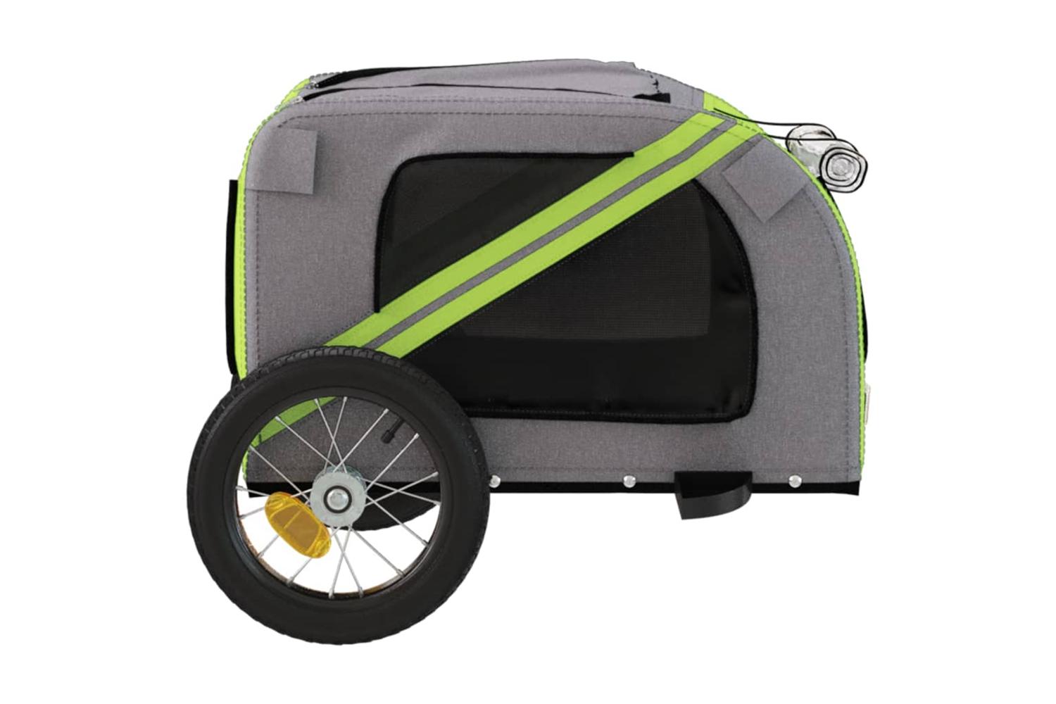 Vidaxl Pet Bike Trailer Green And Grey Oxford Fabric And Iron-7