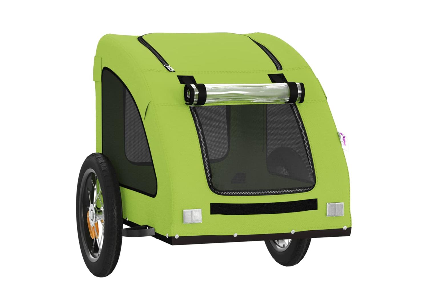 Vidaxl Pet Bike Trailer Green Oxford Fabric And Iron-5