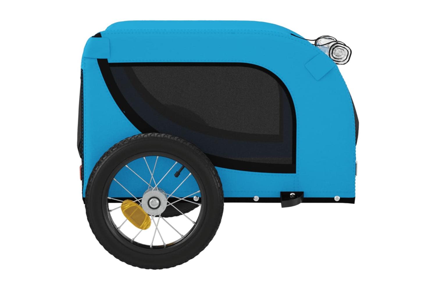 Vidaxl Pet Bike Trailer Blue And Black Oxford Fabric And Iron-6