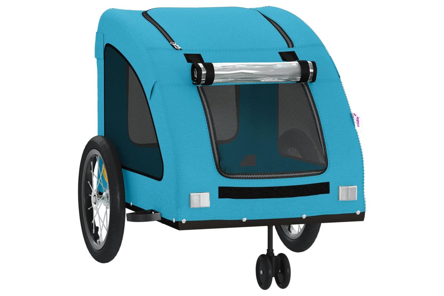 Vidaxl Pet Bike Trailer Blue Oxford Fabric And Iron-5